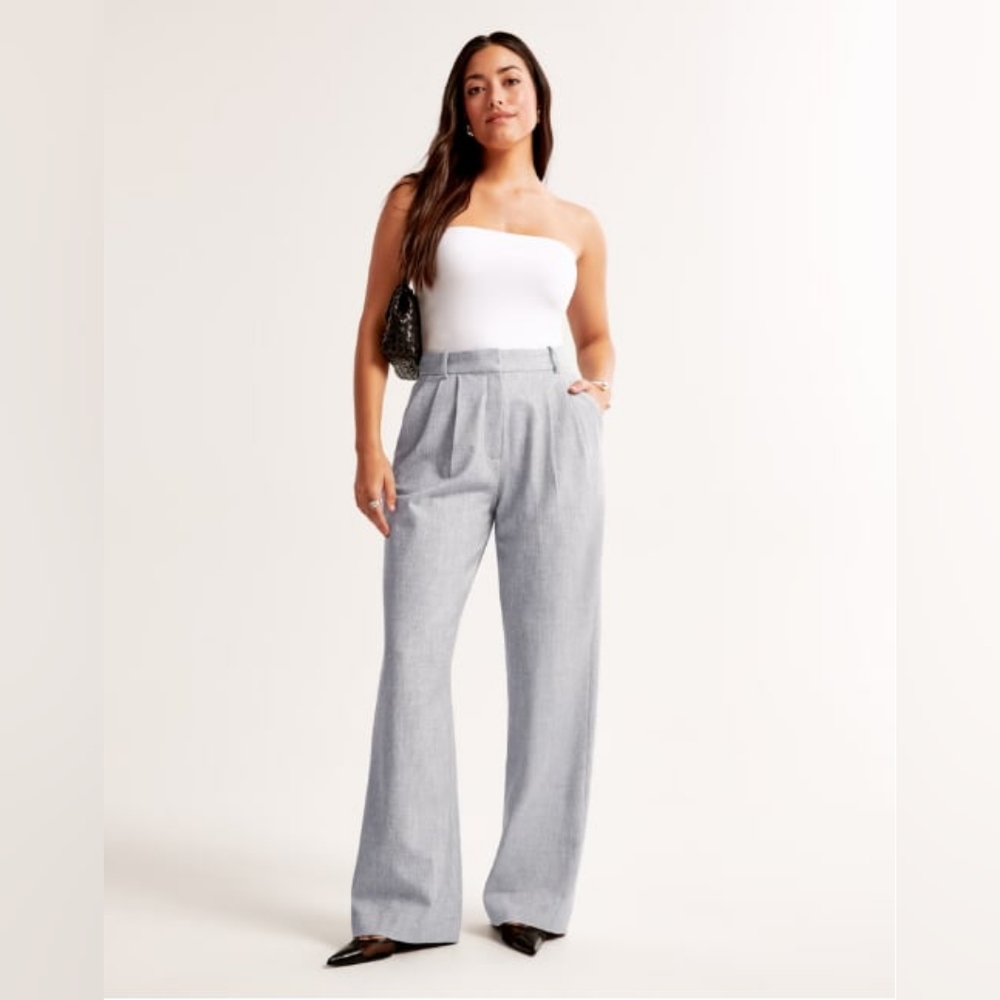 Abercrombie & Fitch Sloane Tailored Wide  Leg Trousers High-Waisted 26R 2